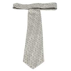 مملوكة مسبقًا Brioni Vintage Pale Pearl Grey Jacquard & Printed Silk Tie
