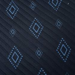 Pre Owned Brioni Vintage Navy Blue Geometric Print Silk Tie