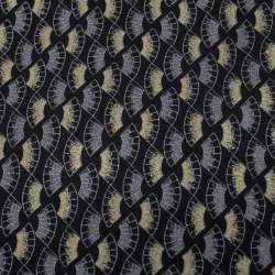 Pre Owned ربطة عنق بريوني فينتدج حرير مطبوع حليات أسود و ميتاليك فويل 