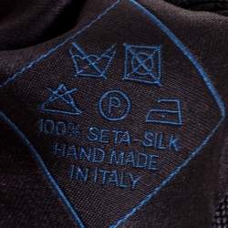 Pre Owned Brioni Grey & Blue Jacquard Check Silk Tie