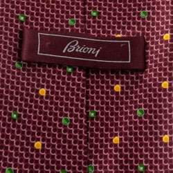 Pre Owned ربطة عنق بريوني حرير مطبوع دوائر عنابي 