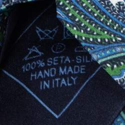 Pre Owned Brioni Blue Paisley Print Silk Tie