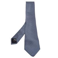 مملوكة مسبقًا Brioni Blue Printed Silk Satin Tie