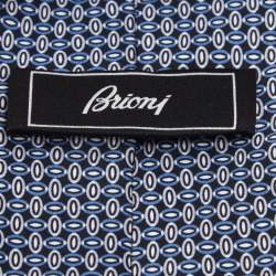 مملوكة مسبقًا Brioni Blue Printed Silk Satin Tie