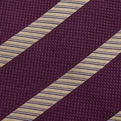 Pre Owned Brioni Purple & Gold Striped Silk Tie