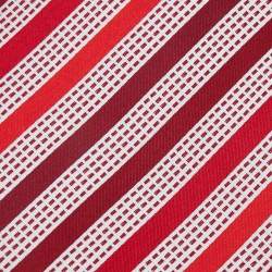 مملوكة مسبقًا ربطة عنق بريوني حرير مخطط أبيض وأحمر