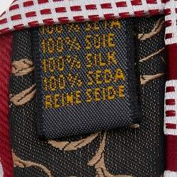 مملوكة مسبقًا ربطة عنق بريوني حرير مخطط أبيض وأحمر