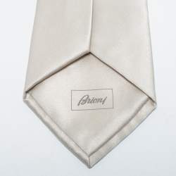 Pre Owned Brioni Ivory Satin Silk Tie