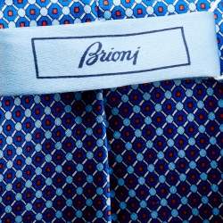 Pre Owned Brioni Blue Printed Silk Satin Tie