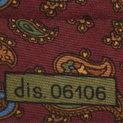 Pre Owned Brioni Burgundy Paisley Printed Silk Tie