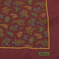 Pre Owned Brioni Burgundy Paisley Printed Silk Tie