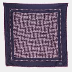 Brioni Purple Printed Satin Pocket Square and Tie 