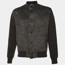 مملوكة مسبقًا جاكت بريوني رقبة مقلدة صوف منق وش رمادي XXL