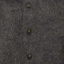 مملوكة مسبقًا جاكت بريوني رقبة مقلدة صوف منقوش رمادي XXL