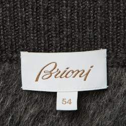 مملوكة مسبقًا جاكت بريوني رقبة مقلدة صوف منقوش رمادي XXL