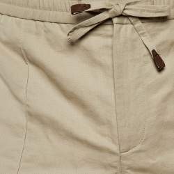 Pre Owned شورت بروني سيدني برمودا قطن وكتان بيج مقاس صغير