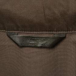 Pre Owned جاكيت بريوني بغطاء رأس مخفي حرير بني وسط