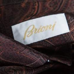 Pre Owned Brioni Brown Paisley Printed Silk Button Front Shirt L