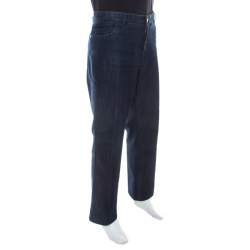 Pre Owned Brioni Dark Blue Straight Legged Denim Stelvio Jeans 5XL