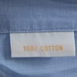 Brioni Blue Cotton Button Front Regular Fit Shirt XXXL