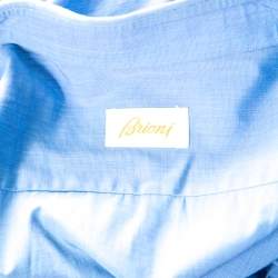 Brioni Blue Cotton Button Front Regular Fit Shirt XXXL