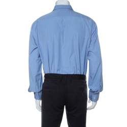 Brioni Blue Cotton Button Front Regular Fit Shirt XXXL