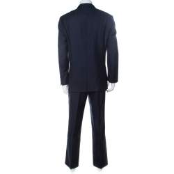 Pre Owned Brioni Navy Blue Wool and Silk Striped Parlamento Suit XXL