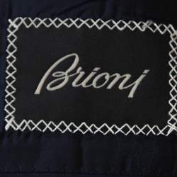 Pre Owned Brioni Navy Blue Wool and Silk Striped Parlamento Suit XXL
