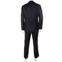 Brioni Charcoal Grey Striped Wool and Silk NM Colosse Suit XL