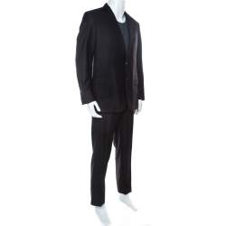 Brioni Charcoal Grey Striped Wool and Silk NM Colosse Suit XL