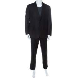 Brioni Charcoal Grey Striped Wool and Silk NM Colosse Suit XL