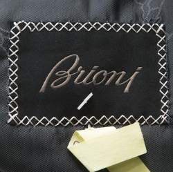 Brioni Charcoal Grey Striped Wool and Silk NM Colosse Suit XL