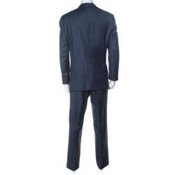 Brioni Blue Wool and Silk Striped Colosseo Suit XXL
