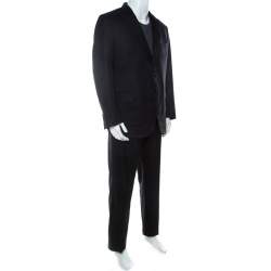 Brioni Black Tonal Striped Wool Blend Lowndes Suit 2XL