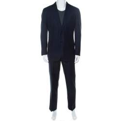 Brioni Navy Blue Textured Wool Super 150s Colosseo Suit XL