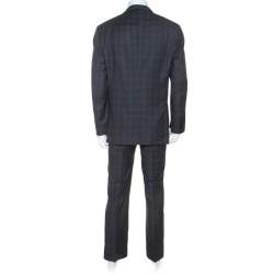 Brioni Grey Checked Wool Super 150s Parlamento Suit 2XL
