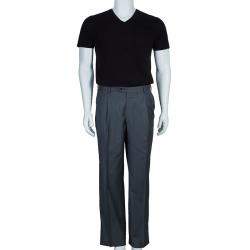 Brioni Men's Grey Wool Trousers L