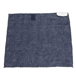 Pre Owned Brunello Cucinelli Navy Blue Cross Stitch Detail Linen Pocket Square