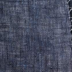 Pre Owned Brunello Cucinelli Navy Blue Cross Stitch Detail Linen Pocket Square