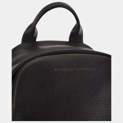 Brunello Cucinelli Black Grained Calfskin Backpack