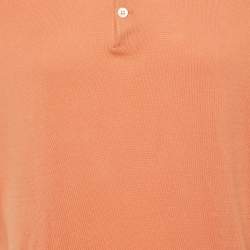 Pre Owned Brunello Cucinelli Orange Cotton Knit Polo T-Shirt L