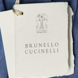 Pre Owned تي شيرت برونيلو كوتشينيللي قطن أزرق بولو محبوك مقاس كبير