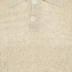 Pre Owned تي شيرت برونيلو كوتشينيللي بيج كتان وقطن محبوك مقاس كبير