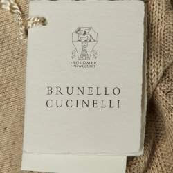 Pre Owned تي شيرت برونيلو كوتشينيللي بيج كتان وقطن محبوك مقاس كبير