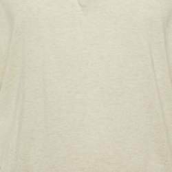 Pre Owned Brunello Cucinelli Cream Cotton Knit Polo T-Shirt L