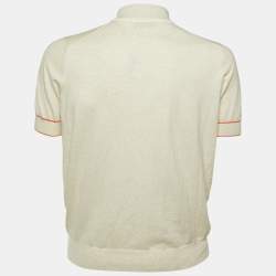 Pre Owned Brunello Cucinelli Cream Cotton Knit Polo T-Shirt L