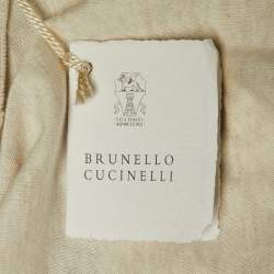Pre Owned Brunello Cucinelli Cream Cotton Knit Polo T-Shirt L