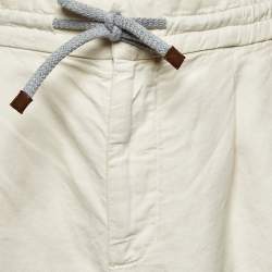Pre Owned Brunello Cucinelli Cream Cotton & Linen Shorts M