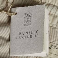 Pre Owned Brunello Cucinelli Cream Cotton & Linen Shorts M