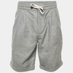 Pre Owned Brunello Cucinelli Grey Linen & Wool Shorts M